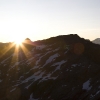 Pizz Gallagiun - Gipfelsilhouette bei Sonnenaufgang