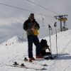 Piz Turba - Markus beim jungfreulichen "Fellnen" zuoberst im Skigebiet Bivio